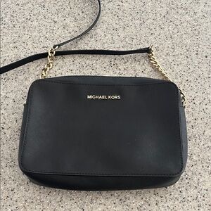 Michael Kors Black Handbag with Gold Details